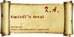 Kapitán Antal névjegykártya